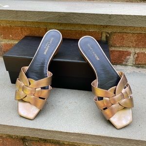 Saint Laurent Metallic Flat Sandals
